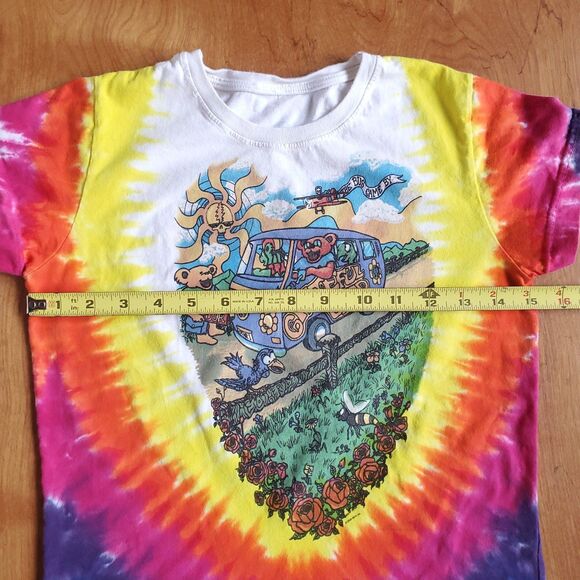 Grateful Dead T Shirt Girls M Summer Tour Bus Tie Dye Liquid Blue Modern Tee - Picture 9 of 9